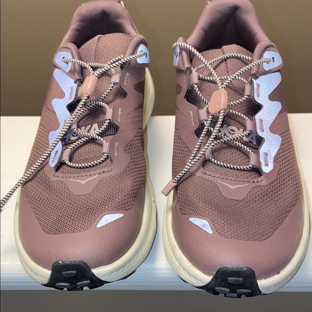 Hoka Smoky Quartz and Oat Milk Athletic Shoes with Modern Design